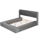 Queen Size Upholstery Storage Platform Bed with Storage Space on both Sides and Footboard, Gray - Supfirm