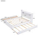 Queen Size Wood Storage Platform Bed with LED, 2 Drawers and 1 Twin Size Trundle, White - Supfirm