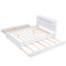 Queen Size Wood Storage Platform Bed with LED, 2 Drawers and 1 Twin Size Trundle, White - Supfirm