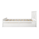 Queen Size Wooden Platform Bed with Four Storage Drawers and Support Legs, White - Supfirm