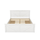 Queen Size Wooden Platform Bed with Four Storage Drawers and Support Legs, White - Supfirm