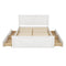 Queen Size Wooden Platform Bed with Four Storage Drawers and Support Legs, White - Supfirm