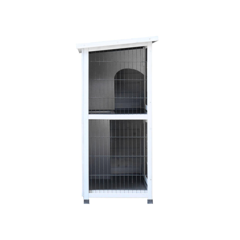 Rabbit Hutch Outdoor, 2-Story Rabbit Cage Indoor with Run, Bunny Cage with 2 Removable No-Leak Trays, Pet Cages with Non-Slip Ramp, Waterproof Roof, Fence, for Small Animals - Supfirm