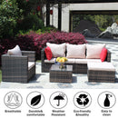 Rattan Patio Furniture Set Wicker Outdoor Sofa Cushioned Sectional Furniture Set Garden Patio Sofa Set (4 Pieces, Brown) - Supfirm