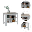 Roblar 8-Shelf 2-Door 2-piece Kitchen Set, Kitchen Island and Pantry Cabinet White and Light Gray - Supfirm