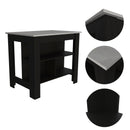 Rockaway 3-Shelf Kitchen Island Black and Ibiza Marble - Supfirm