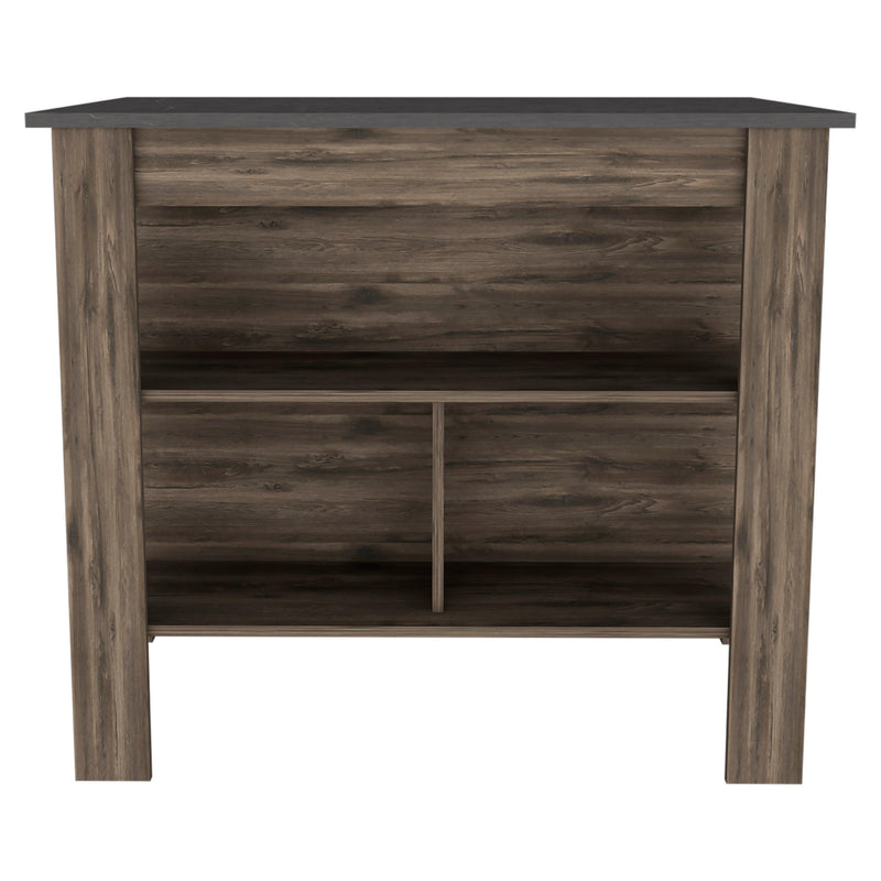 Rockaway 3-Shelf Kitchen Island Dark Brown and Onix - Supfirm