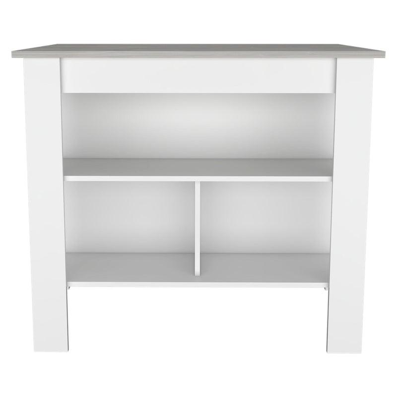 Rockaway 3-Shelf Kitchen Island White and Ibiza Marble - Supfirm