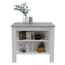 Rockaway 3-Shelf Kitchen Island White and Light Grey - Supfirm