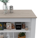 Rockaway 3-Shelf Kitchen Island White and Light Grey - Supfirm