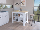 Rockaway 3-Shelf Kitchen Island White and Light Oak - Supfirm