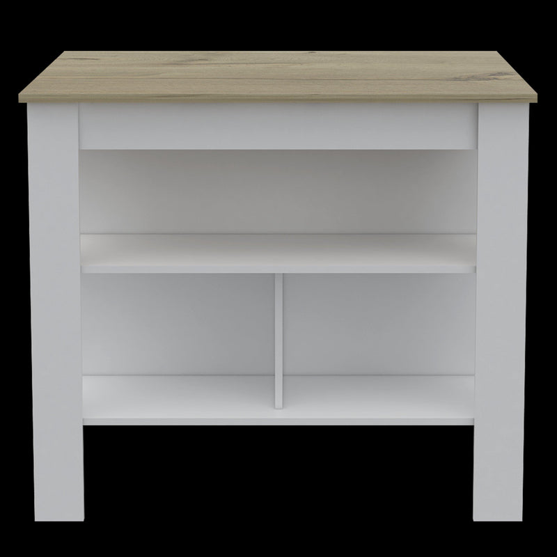 Rockaway 3-Shelf Kitchen Island White and Light Oak - Supfirm