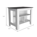 Rockaway 3-Shelf Kitchen Island White and Onix - Supfirm