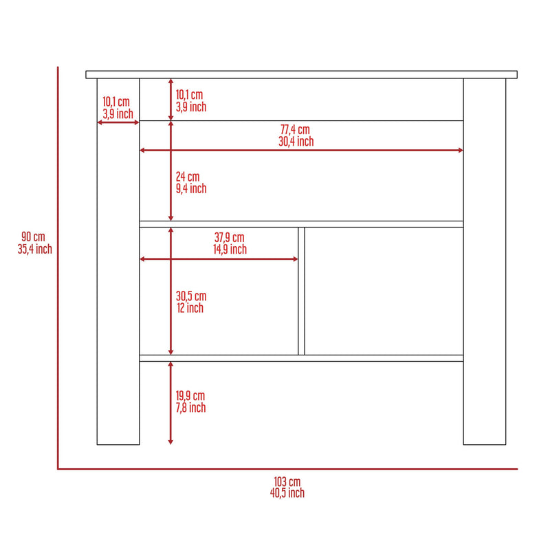 Rockaway 3-Shelf Kitchen Island White and Onix - Supfirm