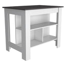 Rockaway 3-Shelf Kitchen Island White and Onix - Supfirm