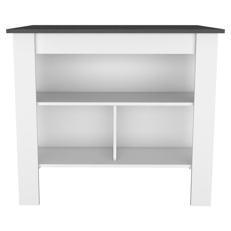 Rockaway 3-Shelf Kitchen Island White and Onix - Supfirm