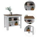 Rockaway 3-Shelf Kitchen Island White and Walnut - Supfirm