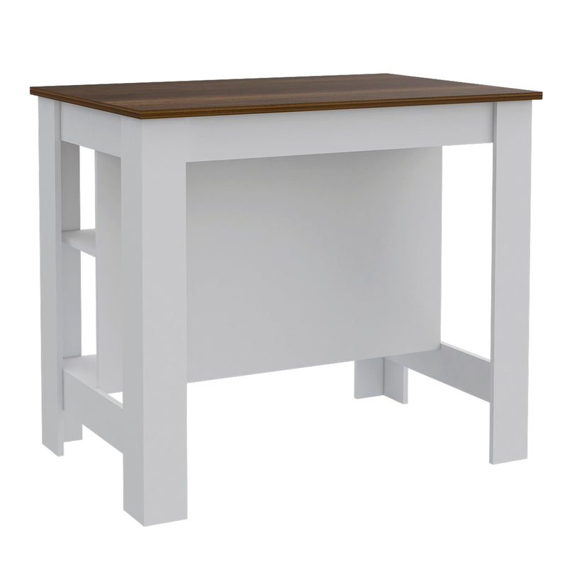 Rockaway 3-Shelf Kitchen Island White and Walnut - Supfirm