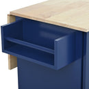 Rolling Mobile Kitchen Island with Drop Leaf - Solid Wood Top, Locking Wheels & Storage Cabinet 52.7 Inch Width(Dark blue) - Supfirm