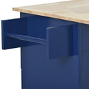 Rolling Mobile Kitchen Island with Drop Leaf - Solid Wood Top, Locking Wheels & Storage Cabinet 52.7 Inch Width(Dark blue) - Supfirm