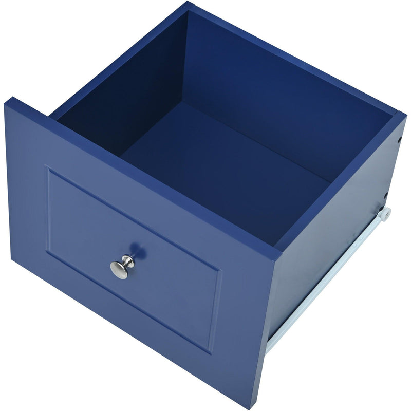 Rolling Mobile Kitchen Island with Drop Leaf - Solid Wood Top, Locking Wheels & Storage Cabinet 52.7 Inch Width(Dark blue) - Supfirm