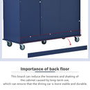 Rolling Mobile Kitchen Island with Drop Leaf - Solid Wood Top, Locking Wheels & Storage Cabinet 52.7 Inch Width(Dark blue) - Supfirm