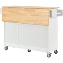 Rolling Mobile Kitchen Island with Solid Wood Top and Locking Wheels,52.7 Inch Width,Storage Cabinet and Drop Leaf Breakfast Bar,Spice Rack, Towel Rack & Drawer (White) - Supfirm