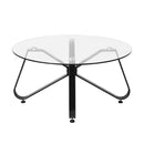 Round Coffee Table for Living Room, 31.5-inch Modern Sofa Side End Table with Tempered Glass Top & Metal Legs, Accent Cocktail Tea Table, 31.5 x 31.5 x 15.6 inches, Black - Supfirm