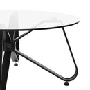 Round Coffee Table for Living Room, 31.5-inch Modern Sofa Side End Table with Tempered Glass Top & Metal Legs, Accent Cocktail Tea Table, 31.5 x 31.5 x 15.6 inches, Black - Supfirm