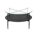 Round Coffee Table with Interchangeable Wood and Glass Top - Supfirm