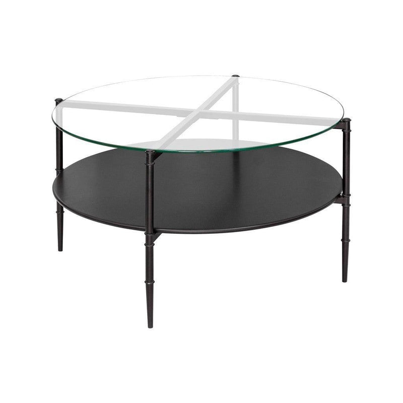 Round Coffee Table with Interchangeable Wood and Glass Top - Supfirm