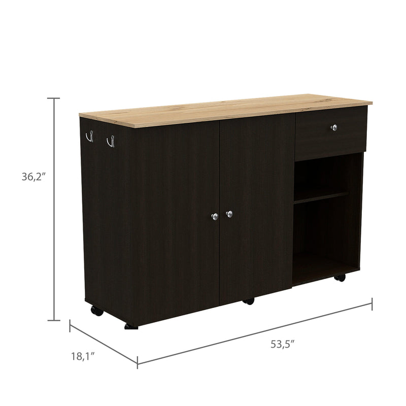 Sayville 2-Drawer 2-Shelf Kitchen Island Black Wengue - Supfirm