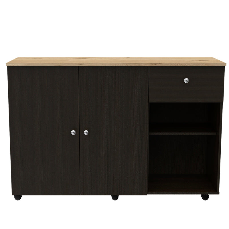 Sayville 2-Drawer 2-Shelf Kitchen Island Black Wengue - Supfirm