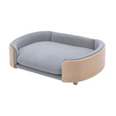 Scandinavian style Elevated Dog Bed Pet Sofa With Solid Wood legs and Bent Wood Back, Velvet Cushion,Large Size - Supfirm