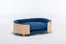 Scandinavian style Elevated Dog Bed Pet Sofa With Solid Wood legs and Bent Wood Back, Velvet Cushion,Mid Size,Dark Blue - Supfirm