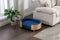 Scandinavian style Elevated Dog Bed Pet Sofa With Solid Wood legs and Bent Wood Back, Velvet Cushion,Mid Size,Dark Blue - Supfirm