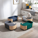 Scandinavian style Elevated Dog Bed Pet Sofa With Solid Wood legs and Bent Wood Back, Velvet Cushion,Small Size - Supfirm