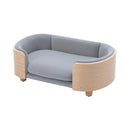 Scandinavian style Elevated Dog Bed Pet Sofa With Solid Wood legs and Bent Wood Back, Velvet Cushion,Small Size - Supfirm