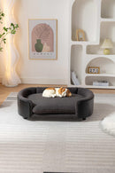 Scandinavian style Elevated Dog Bed Pet Sofa With Solid Wood legs and Black Bent Wood Back, Cashmere Cushion,Large Size - Supfirm