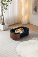 Scandinavian style Elevated Dog Bed Pet Sofa With Solid Wood legs and Walnut Bent Wood Back, Cashmere Cushion,Small Size - Supfirm