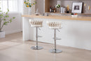 Set of 2 Bar Kitchen Stools Seat,with Chrome Footrest and Base Swivel Height Adjustable Mechanical Lifting Velvet + Bar Stool-BEIGE - Supfirm