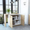 Sicilia Kitchen Island, Two External Shelves, Double Door Cabinets, Three Shelves -White / Light Oak - Supfirm