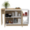 Sicilia Kitchen Island, Two External Shelves, Double Door Cabinets, Three Shelves -White / Light Oak - Supfirm