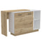 Sicilia Kitchen Island, Two External Shelves, Double Door Cabinets, Three Shelves -White / Light Oak - Supfirm