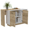 Sicilia Kitchen Island, Two External Shelves, Double Door Cabinets, Three Shelves -White / Light Oak - Supfirm