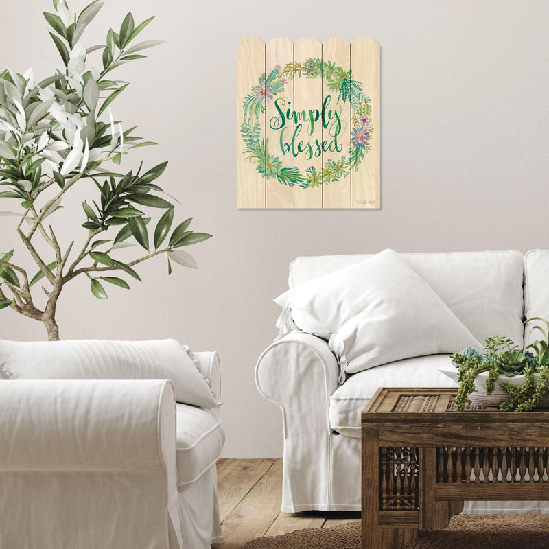 Supfirm "Simply Blessed" By Artisan Cindy Jacobs, Printed on Wooden Picket Fence Wall Art - Supfirm