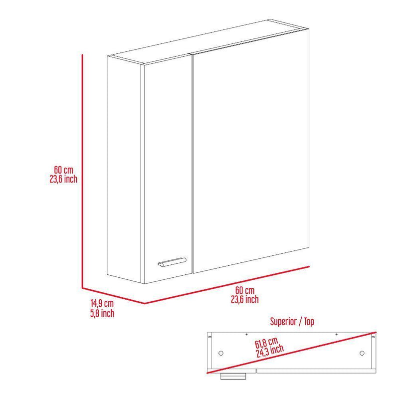 Supfirm Sines Medicine Cabinet, Four Internal Shelves, Double Door -Black - Supfirm