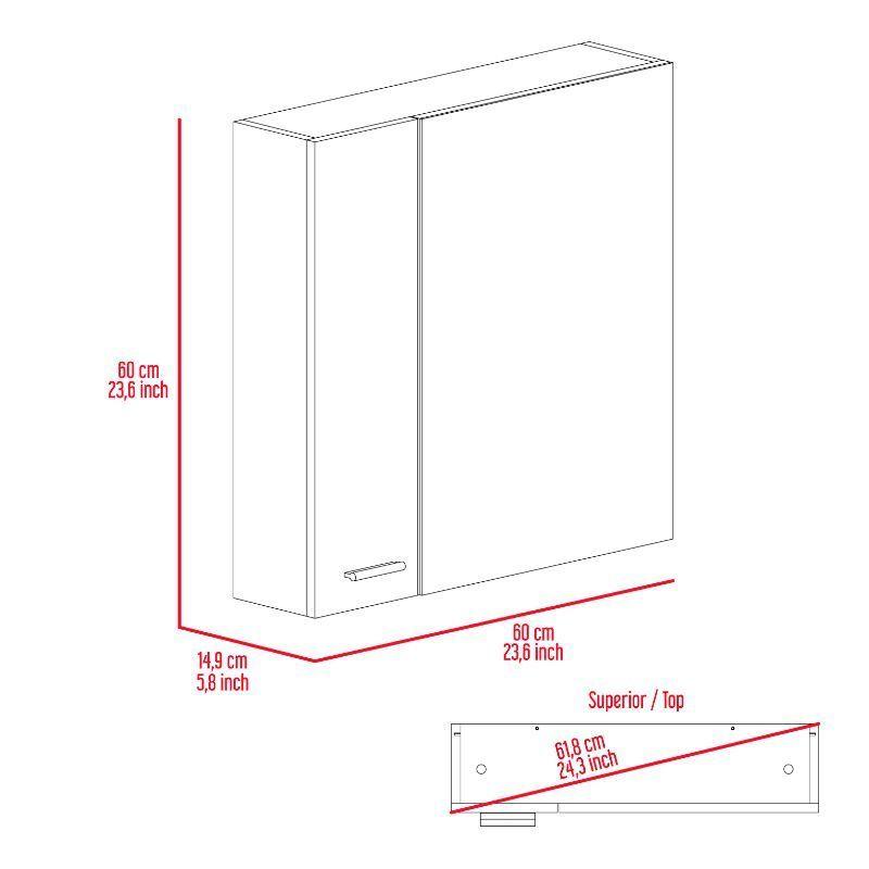 Supfirm Sines Medicine Cabinet, Four Internal Shelves, Double Door -Light Gray - Supfirm