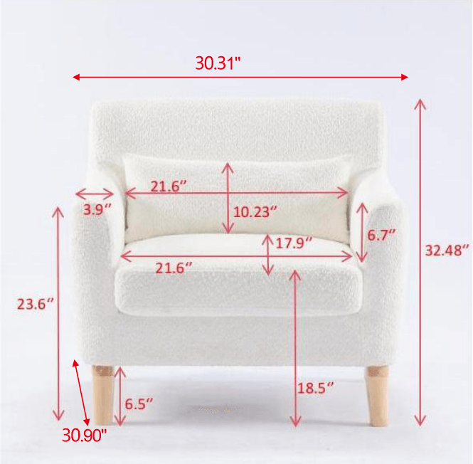 Single sofa chair for bedroom living room with four wooden legs - Supfirm