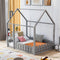 (Slats are not included)Full Size Wood Bed House Bed Frame with Fence, for Kids, Teens, Girls, Boys (Gray )(OLD SKU:WF281294AAE) - Supfirm